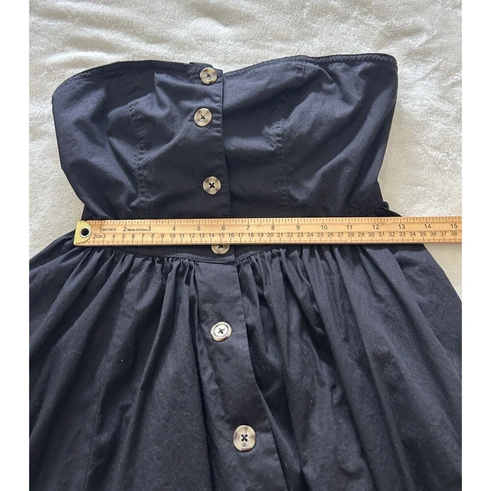 Free People Black Midi Dress Button Front Sweetheart Bodice Tie Back Fit & Flare - Picture 11 of 14